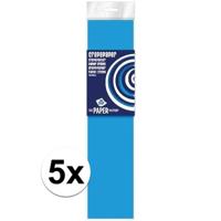 Crepe papier platte vellen - 5x - turquoise - 250 x 50 cm - Knutselen met papier - Knutselspullen