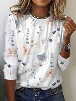 Casual Floral Loose Knitted T-Shirt - thumbnail