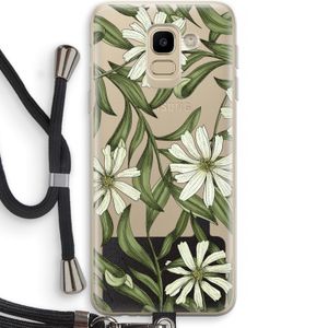 Wit bloemenpatroon: Samsung Galaxy J6 (2018) Transparant Hoesje met koord
