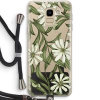 Wit bloemenpatroon: Samsung Galaxy J6 (2018) Transparant Hoesje met koord