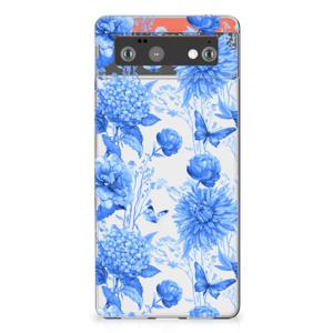 TPU Case voor Google Pixel 6 Flowers Blue