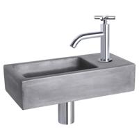 Differnz Ravo fonteinset beton donkergrijs - kraan kruis - 38.5 x 18.5 x 9 cm - chroom