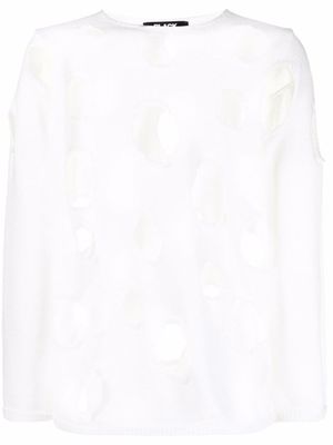 Black Comme Des Garçons pull à découpes - Blanc