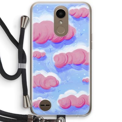 Roze wolken met vogels: LG K10 (2017) Transparant Hoesje met koord