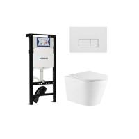 QeramiQ Dely Toiletset - 36.3x51.7cm - diepspoel - rimless - Geberit UP320 plieger inbouwreservoir - softclose toiletzitting - mat witte bedieningsplaat - rechtehoekige knoppen - wit glans SW1026255/SW1381697/SW706191/SW1159504