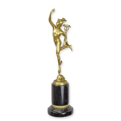 A BRONZE SCULPTURE OF MERCURY POLISHED