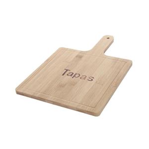 Tapas serveerplank bamboe hout - met handvat - 30 x 20 x 1 cm - keuken borrelplank/tapasplank