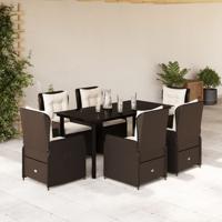 7-delige Tuinset met kussens poly rattan bruin