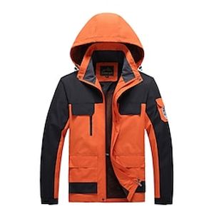Voor heren Windjack Regenjas Wandeljack Buiten Alledaagse kleding Warm Herfst Winter Effen Modieus Streetwear Capuchon Normaal Zwart Wit blauw Oranje Donker Grijs Jacks miniinthebox