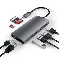 Satechi Multi-Port Adapter V2 Dock st. USB 3.2 Gen 1 (3.1 Gen 1) Type-C 10000 Mbit/s Grijs - thumbnail