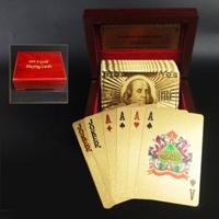Creatieve Frosted gouden Dollar terug textuur Plastic uit Vegas naar Macau speelkaarten Texas Poker met houten geschenkdoos