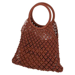 Sarlini handtas/boodschappentas Macramé - cognac - polyester/katoen - retro dames tassen