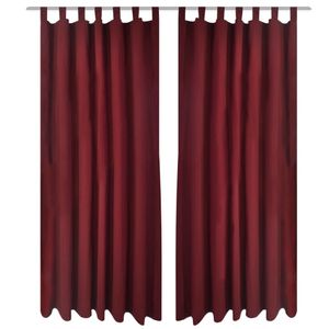 VidaXL Micro-satijnen gordijnen met ringen 140 x 225 cm 2 stuks (wijnrood)