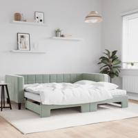 Slaapbank onderschuifbed matrassen 100x200cm fluweel lichtgrijs