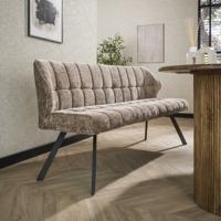 LifestyleFurn Eetkamerbank 'Thandie' Rich stof, 180cm, kleur Champagne