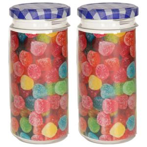 Plasticforte Weckpot/inmaakpot Classic - 2x - 550ml - kunststof - draaideksel blauw - D7 x H16 cm - Weckpotten