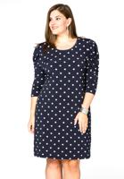 Yoek Jurk met pofmouwen DOTS | Blauw | Maat 38/40