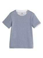 Brunello Cucinelli Kids t-shirt à ornements métalliques - Bleu - thumbnail