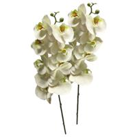 Kunstbloem Orchidee Bora - 3x - wit - 108 cm - losse steel - kunst zijdebloem - Phalaenopsis