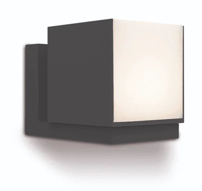 Buitenlamp vierkant zwart warm wit (3000K) Lutec &apos;Cuba&apos; verstelbaar gevel modern