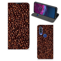 Motorola One Action Flip Style Cover Koffiebonen - thumbnail