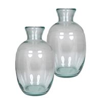 Set van 2x stuks eco bloemenvazen van glas D18 cm en H29,5 cm