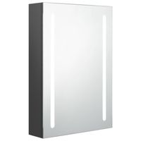 vidaXL Badkamerkast met spiegel en LED 50x13x70 cm grijs - thumbnail