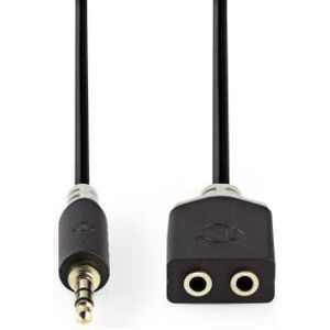 Stereo audiokabel | 3,5 mm male - 2x 3,5 mm female | 0,2 m | Antraciet [CABW22100AT02]
