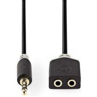 Stereo audiokabel | 3,5 mm male - 2x 3,5 mm female | 0,2 m | Antraciet [CABW22100AT02] - thumbnail