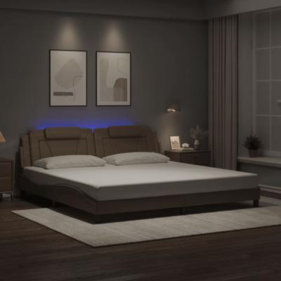 Bedframe met LED-verlichting kunstleer cappuccino 200x200 cm