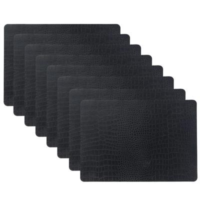 Unique Living placemats Croco lederlook - 8x - 43 x 30 cm - zwart - pvc - tafel onderleggers