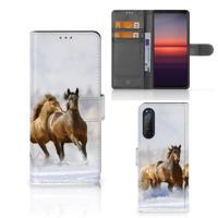 Sony Xperia 5II | Telefoonhoesje | Met pasjeshouder | Paarden