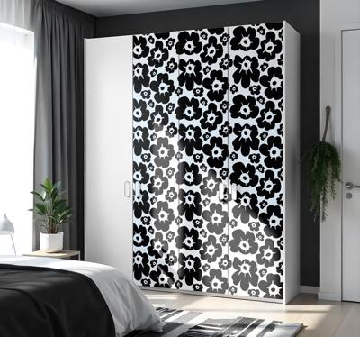 Zwarte klaproos bloemen muursticker