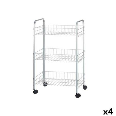 Groentetrolley Kinvara W4116-1-S W4116-1-S Zilverkleurig Zilver Metaal Polypropyleen Plastic 37 x 27 x 62,3 cm 26,5 x 56 x 8,5 c