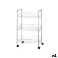 Groentetrolley Kinvara W4116-1-S W4116-1-S Zilverkleurig Zilver Metaal Polypropyleen Plastic 37 x 27 x 62,3 cm 26,5 x 56 x 8,5 c
