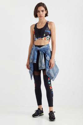 Slim fit top met schouderbandjes en bloemen - BLACK - XL Slim fit top met schouderbandjes en bloemen - BLACK - XL