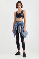 Slim fit top met schouderbandjes en bloemen - BLACK - XL