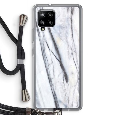Gestreepte marmer: Samsung Galaxy A42 5G Transparant Hoesje met koord
