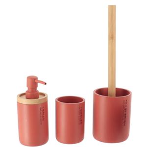 Tendance Badkamer accessoires set 3-delig - Polyresin/bamboe - terracotta - robuust - matte coating