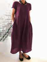 Loose Casual Linen Plain Dress