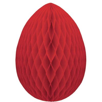Pasen thema versiering - papier - hangend paasei van 20 cm aan koord - rood
