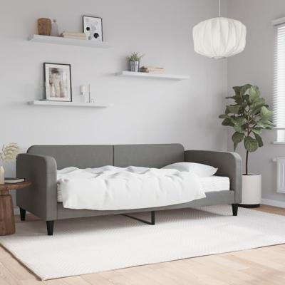 Slaapbank met matras 90x200 cm stof donkergrijs