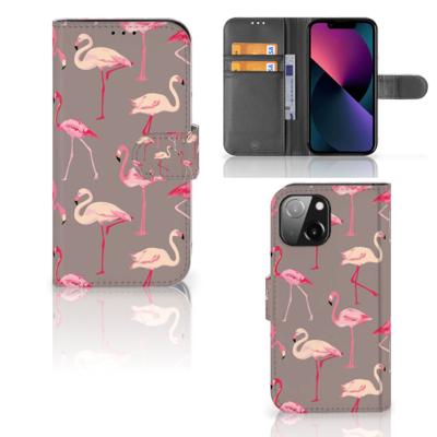 iPhone 13 Mini | Telefoonhoesje | Met pasjeshouder | Flamingo
