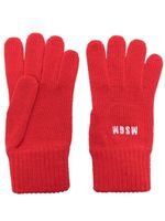 MSGM gants en maille à logo brodé - Rouge