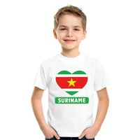 Suriname hart vlag t-shirt wit jongens en meisjes - thumbnail