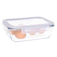 Vershoudbakje/lunchbox - luchtdicht - met clips - glas - 23 x 17 cm - 1500 ml