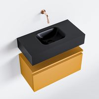Toiletmeubel Mondiaz Andor | 60 cm | Meubelkleur Ocher | Lex vrijhangend wastafel Urban Midden | Zonder kraangat