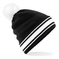 Zwart/witte beanie muts met pompon voor heren   -