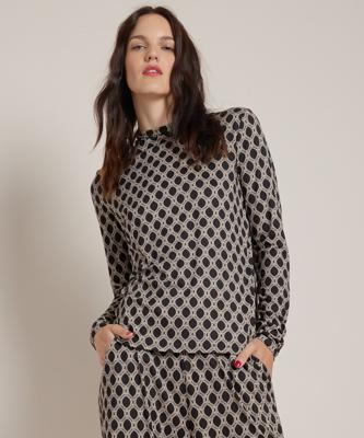 jersey top met all-over print