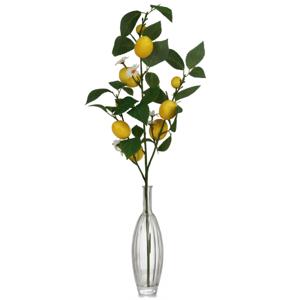 Kunstbloem citrusfruit tak citroen - 87 cm - geel - losse steel - Kunst zijdebloemen